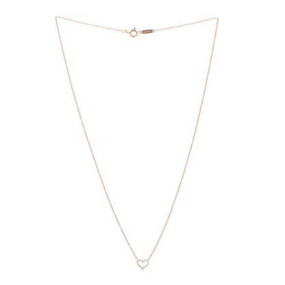 Tiffany 18K Rose Gold Diamond Extra Mini Heart Pendant Necklace 3 of 6