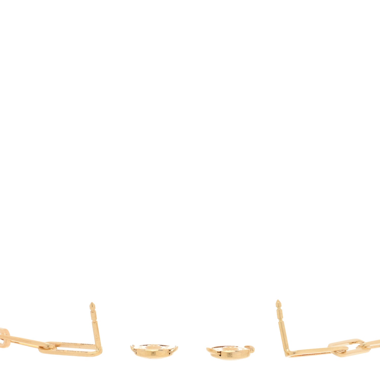 Hermes 18K Yellow Gold TPM Kelly Chaine Earrings 3 of 4