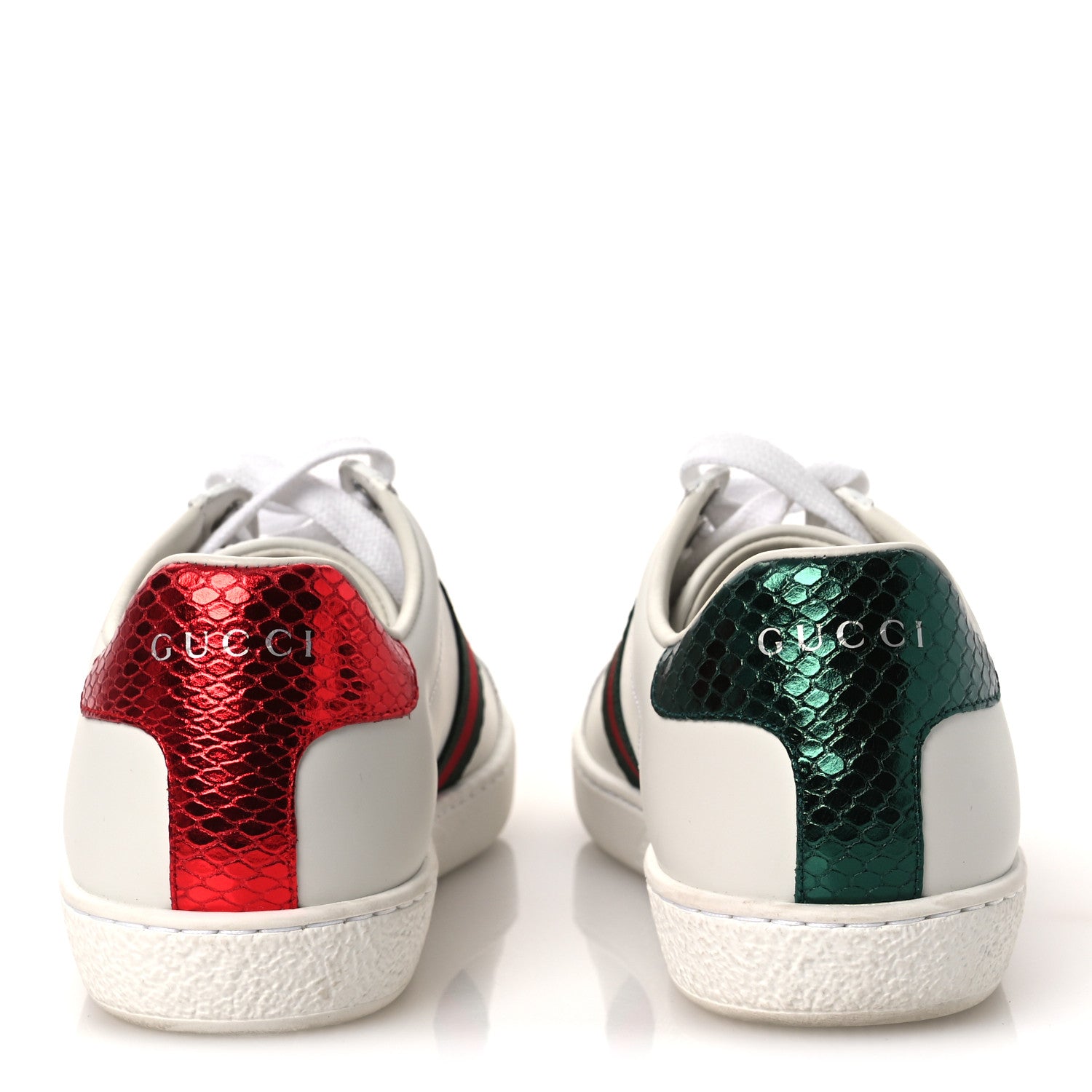 Gucci Calfskin Ayers Bee Embroidered Womens Ace Sneakers 37 White Green 6 of 11