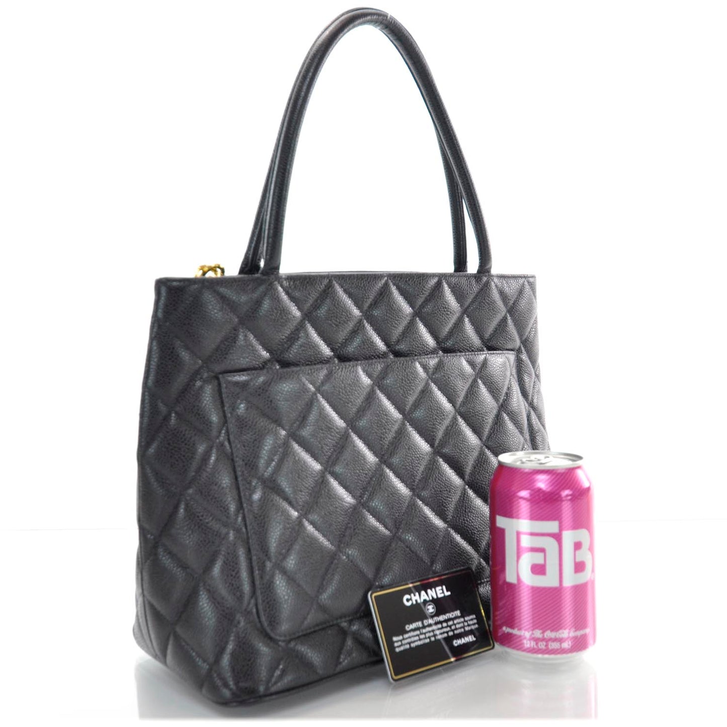 Caviar Quilted Medallion Tote Black