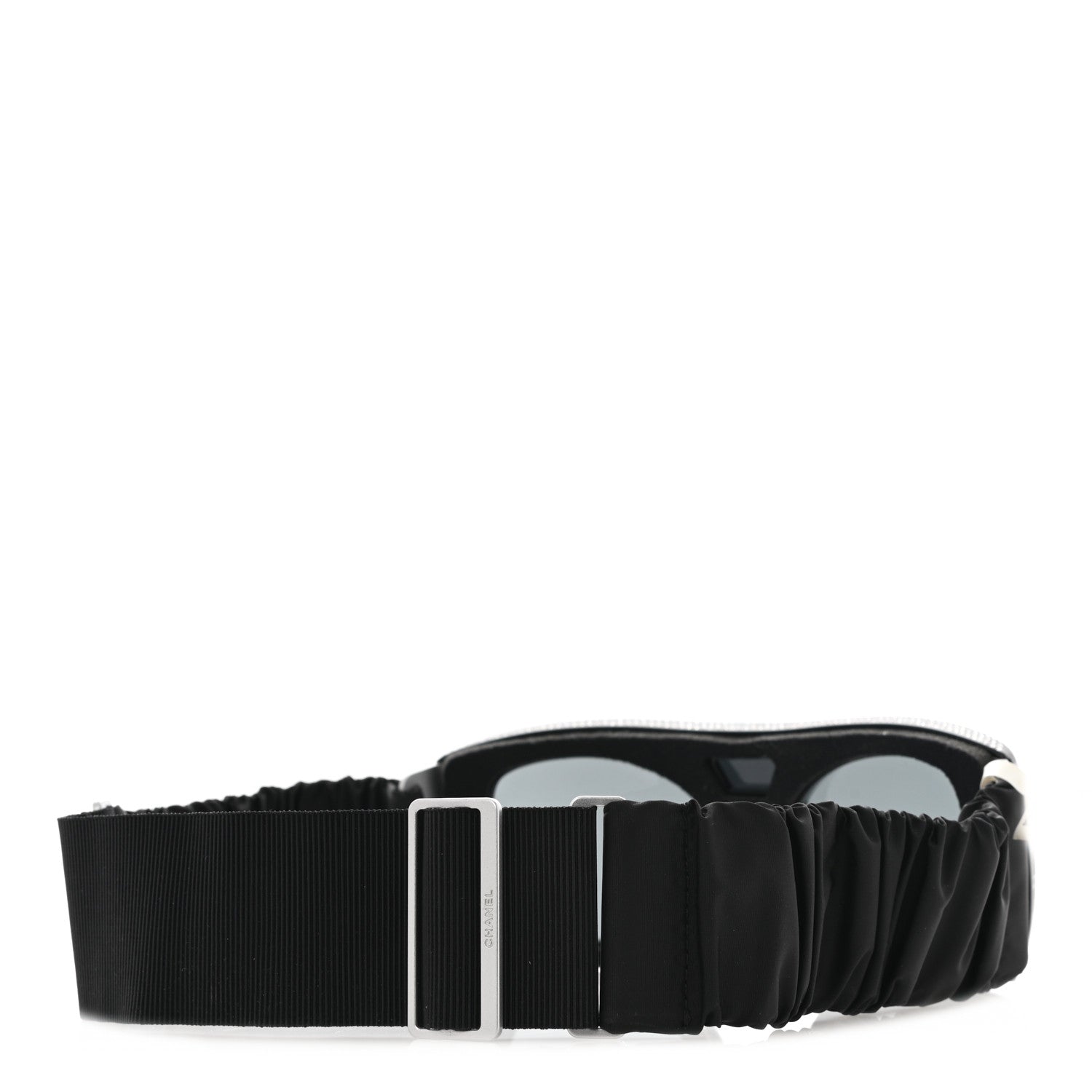Chanel Crystal Acetate Technical Satin Shield Sunglasses Black 4 of 7