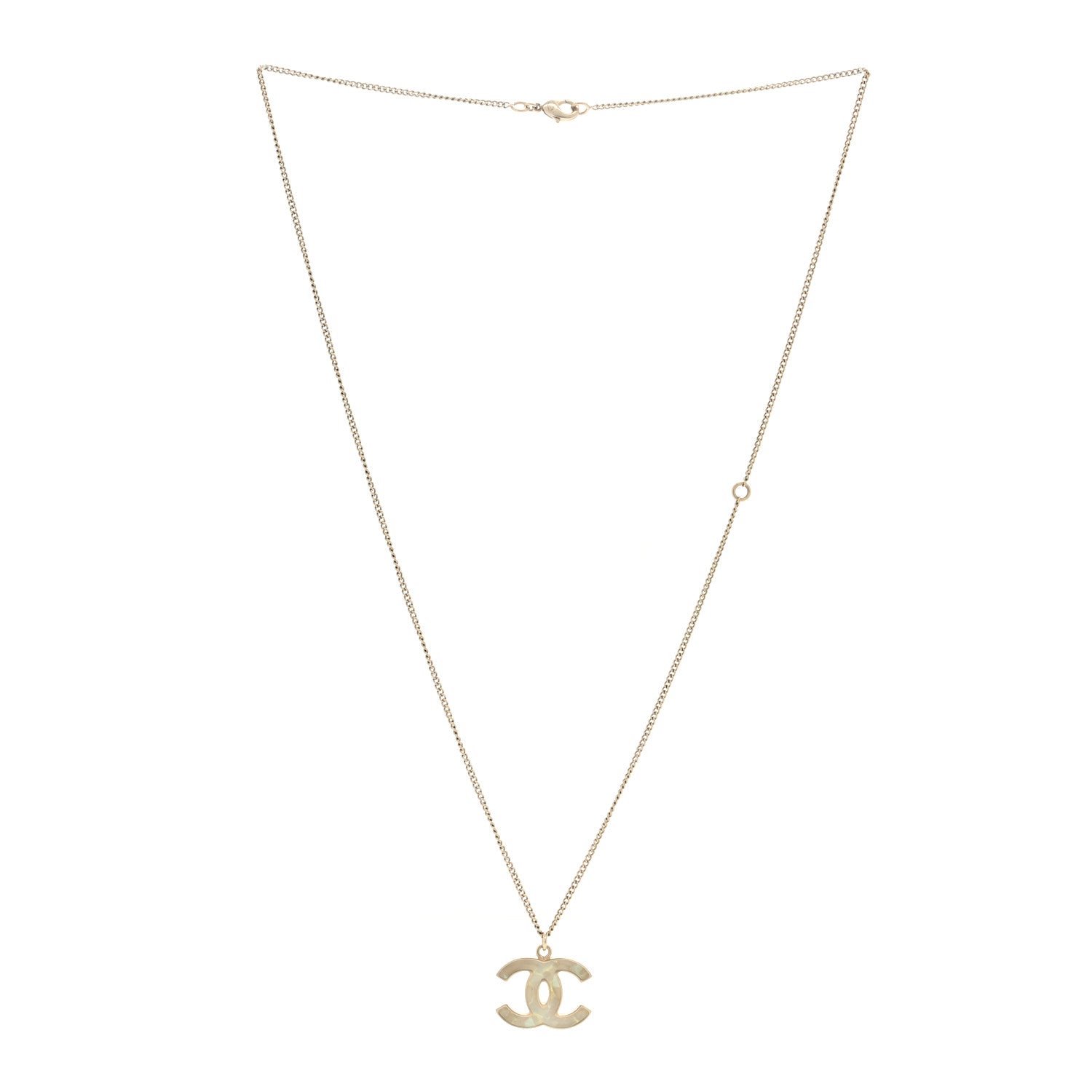 Chanel Mother of Pearl CC Necklace Gold 3 of 4