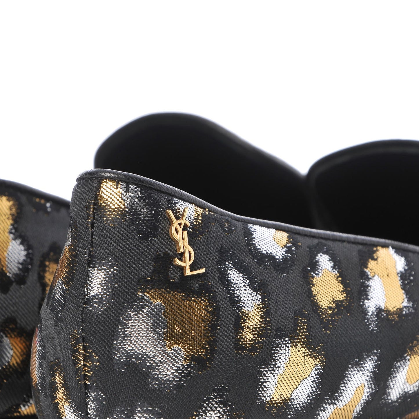 Jacquard Leopard Print Smoking Loafers 37.5 Black