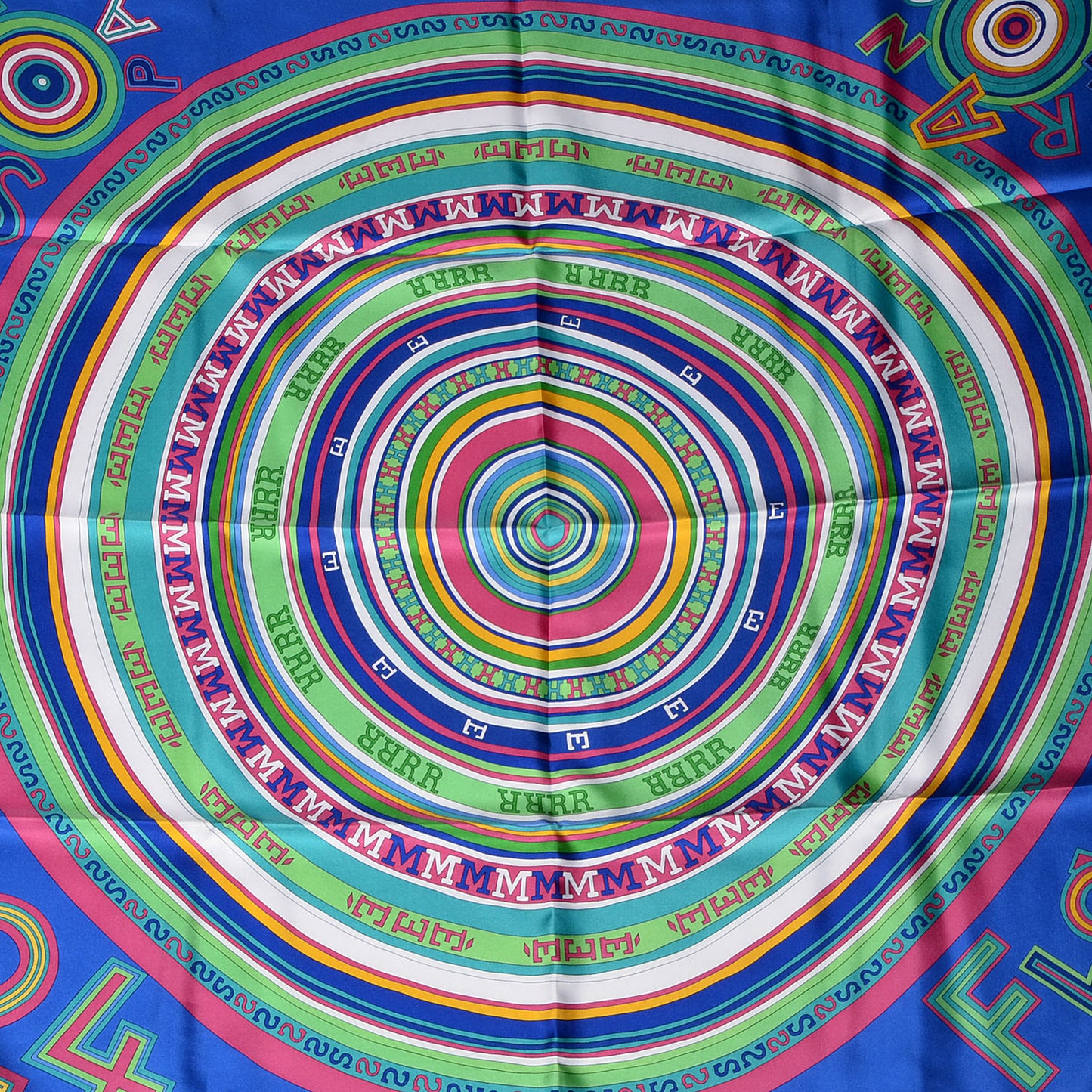 Silk Tohu Bohu Scarf 90 Bleu Dur Vert Veronese Rose