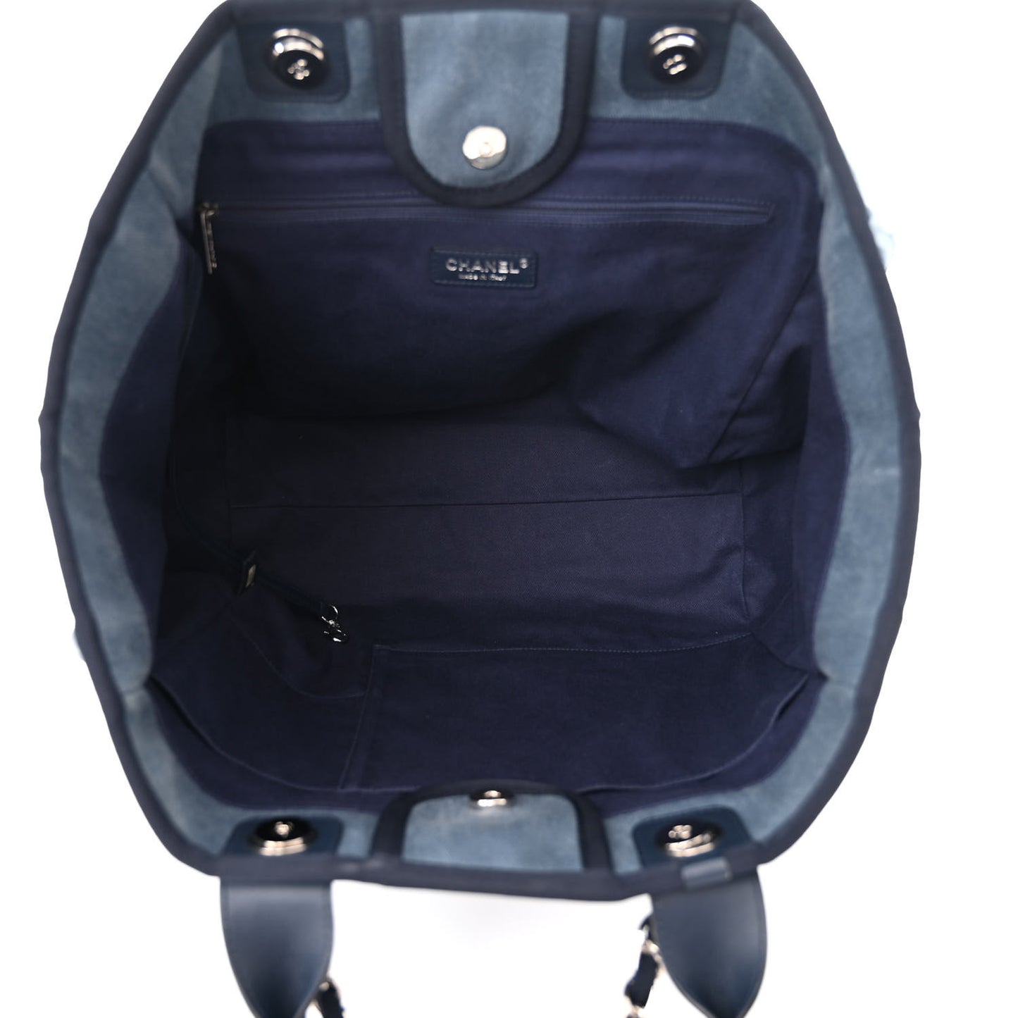 Canvas Sequin Medium Deauville Tote Navy