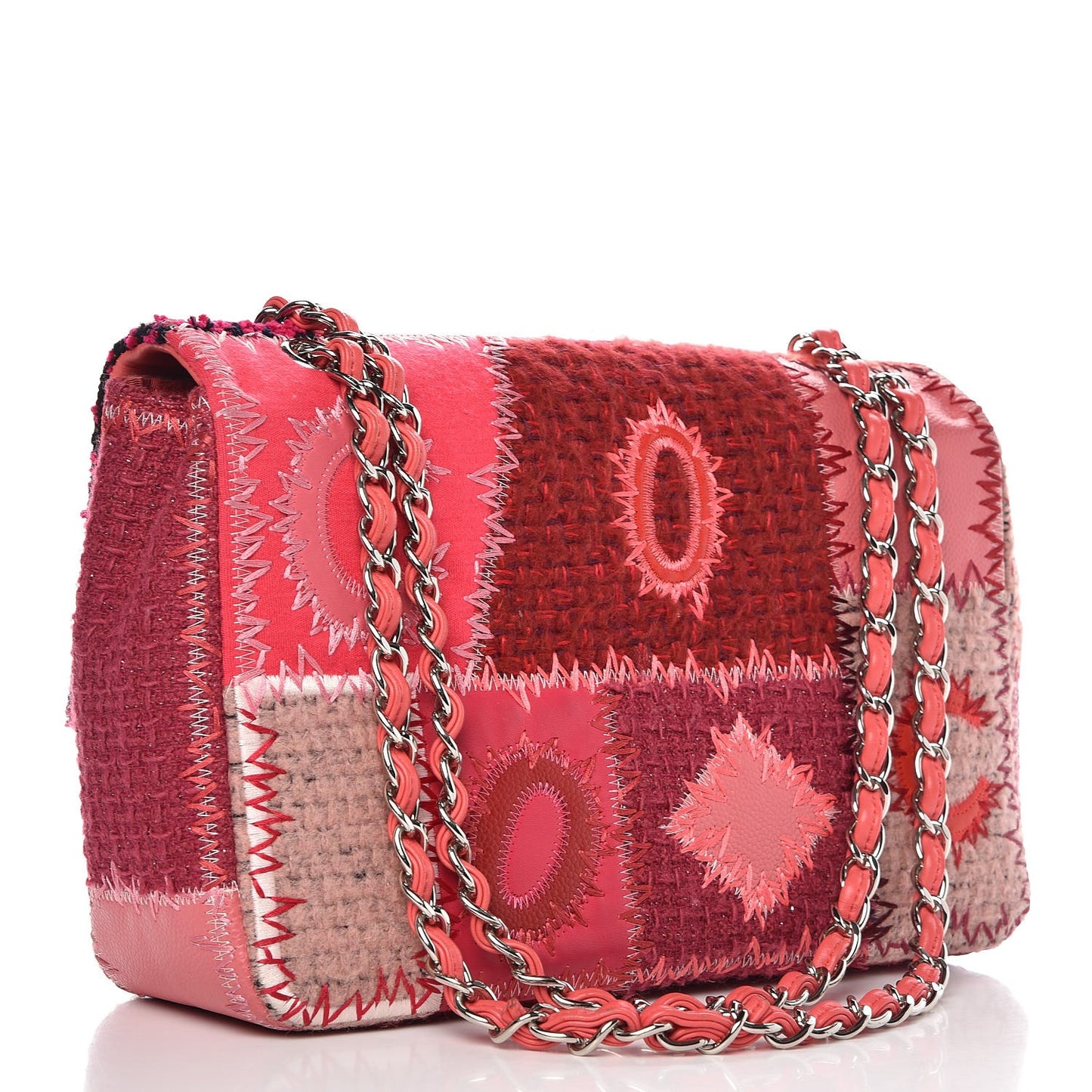 Tweed Patchwork Jumbo Single Flap Pink