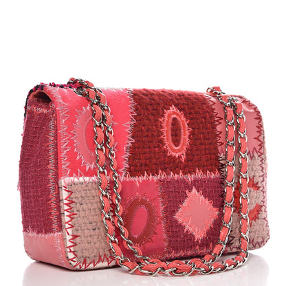 Chanel Tweed Patchwork Jumbo Single Flap Pink 4 of 10