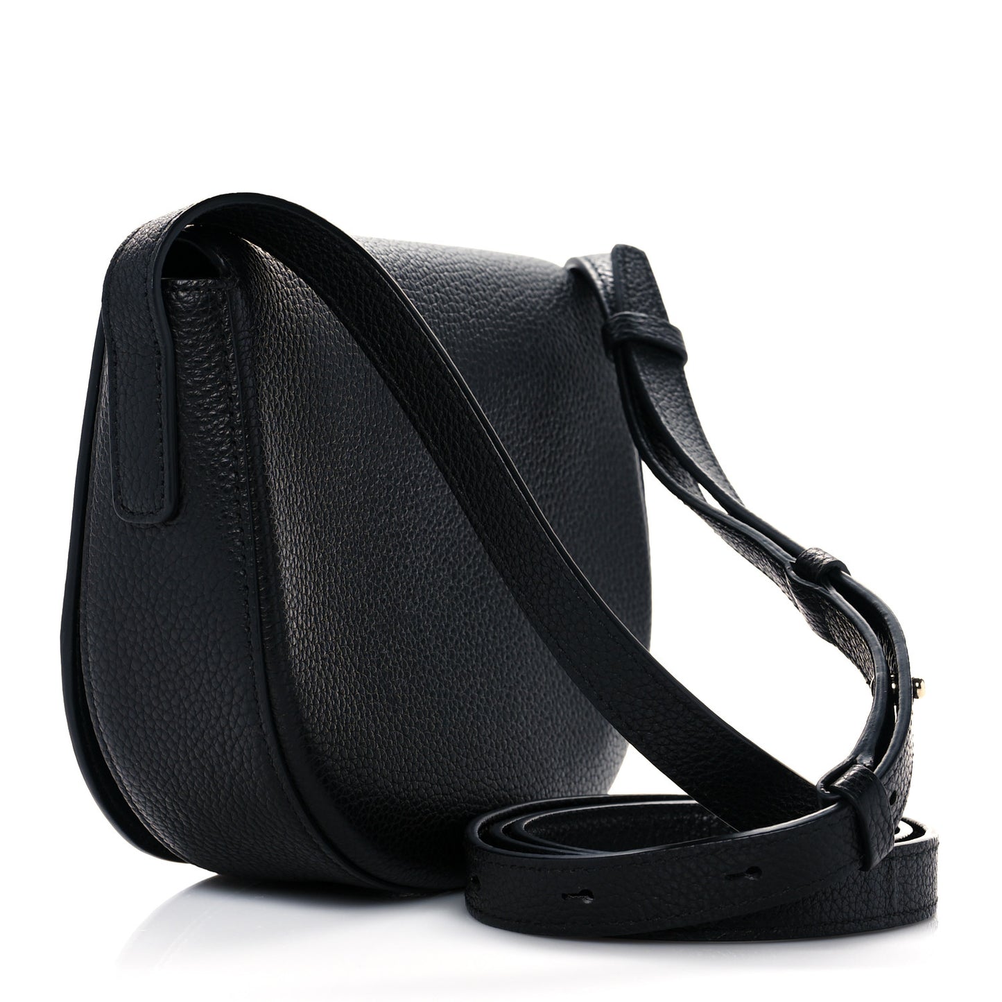 Hammered Calfskin Crossbody Bag Gancini Black