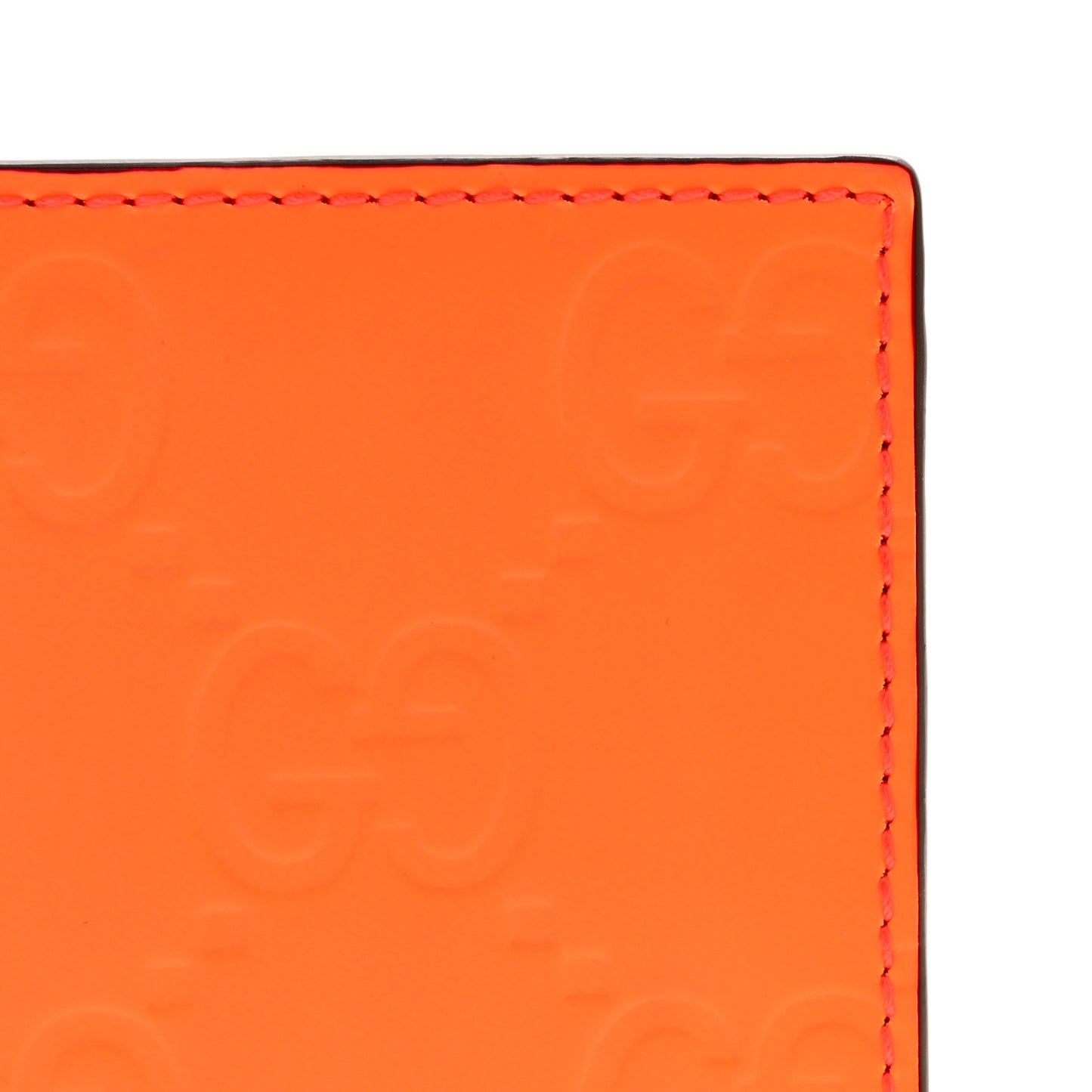 Rubber Effect GG Embossed Long Card Case New Orange Fluo
