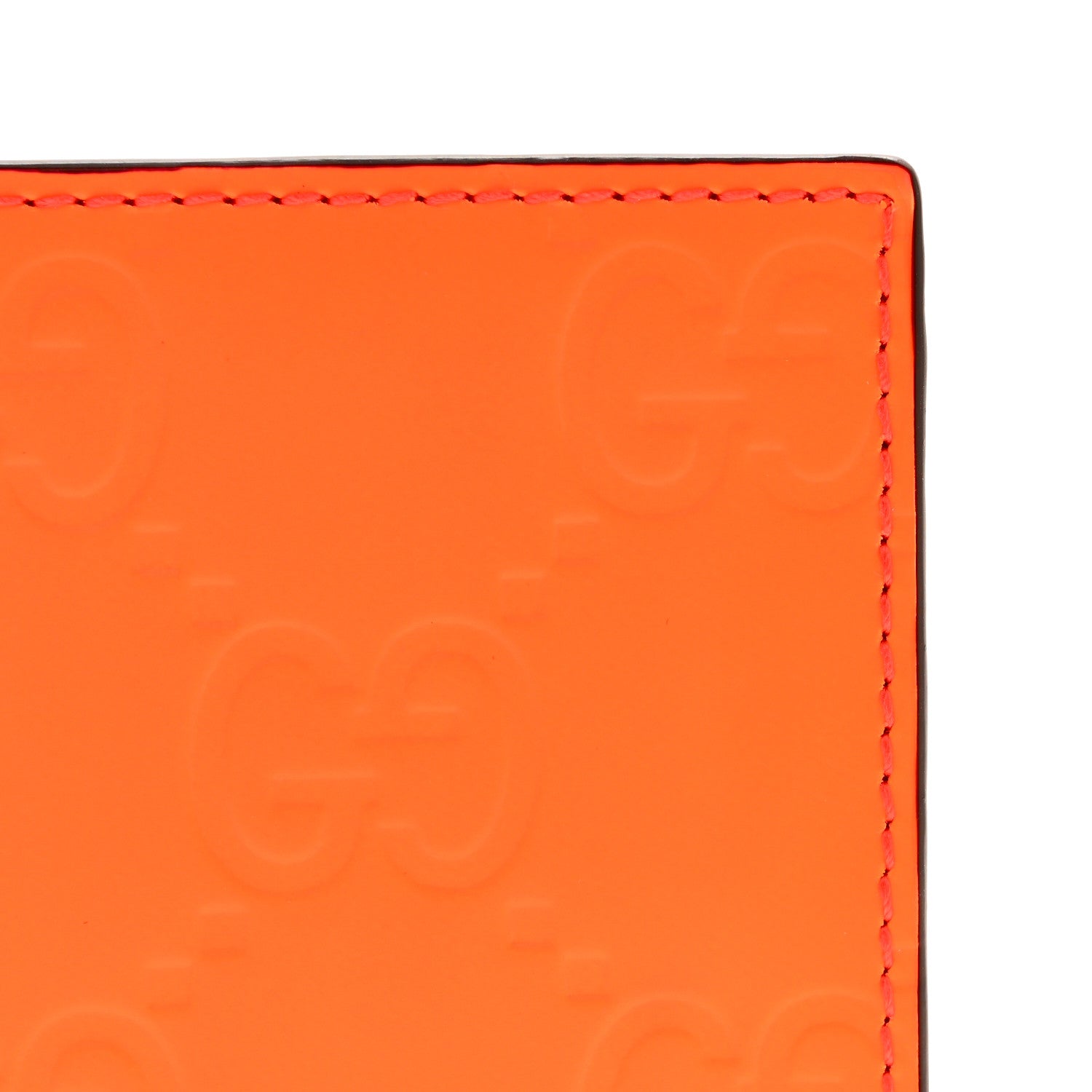 Gucci Rubber Effect GG Embossed Long Card Case New Orange Fluo 8 of 8