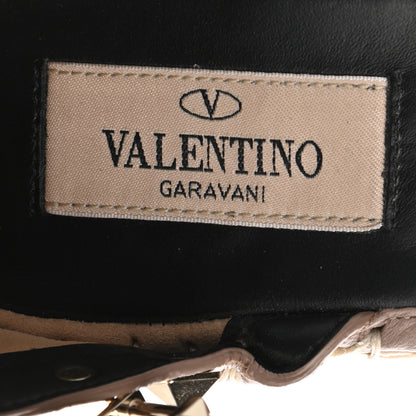 Valentino Garavani Grained Calfskin Rockstud Ankle Strap Espadrille 15/105mm Wedge Sandals 38 Poudre Natural 7 of 9