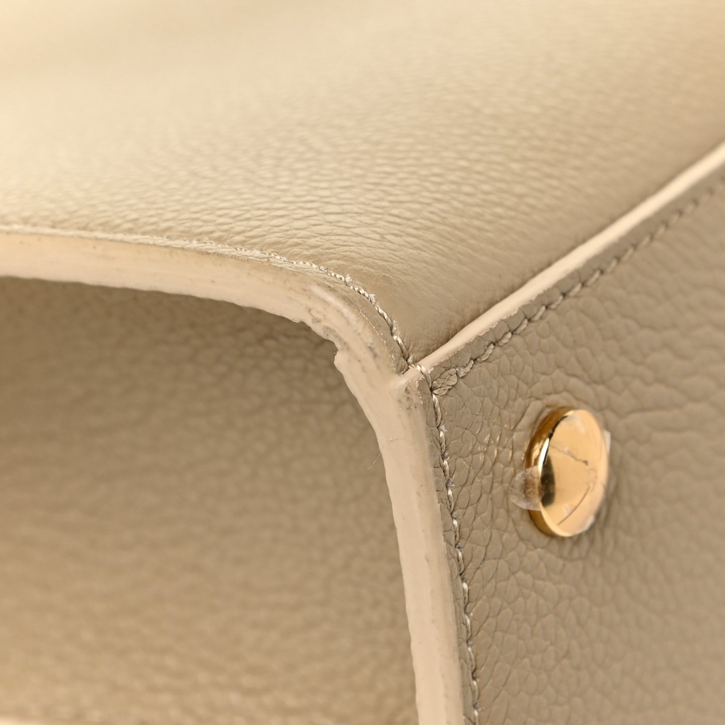 Grainy Calfskin Title Bag Light Beige