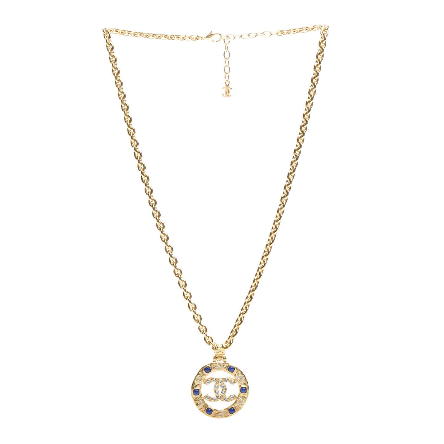 Resin Crystal CC Pendant Necklace Gold