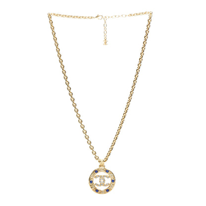 Chanel Resin Crystal CC Pendant Necklace Gold 3 of 4