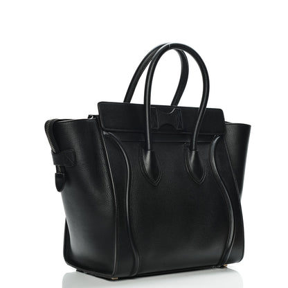 Celine Drummed Calfskin Mini Luggage Black 3 of 8