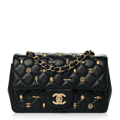 Chanel Lambskin Quilted Egyptian Amulet Mini Rectangular Flap Black 1 of 9