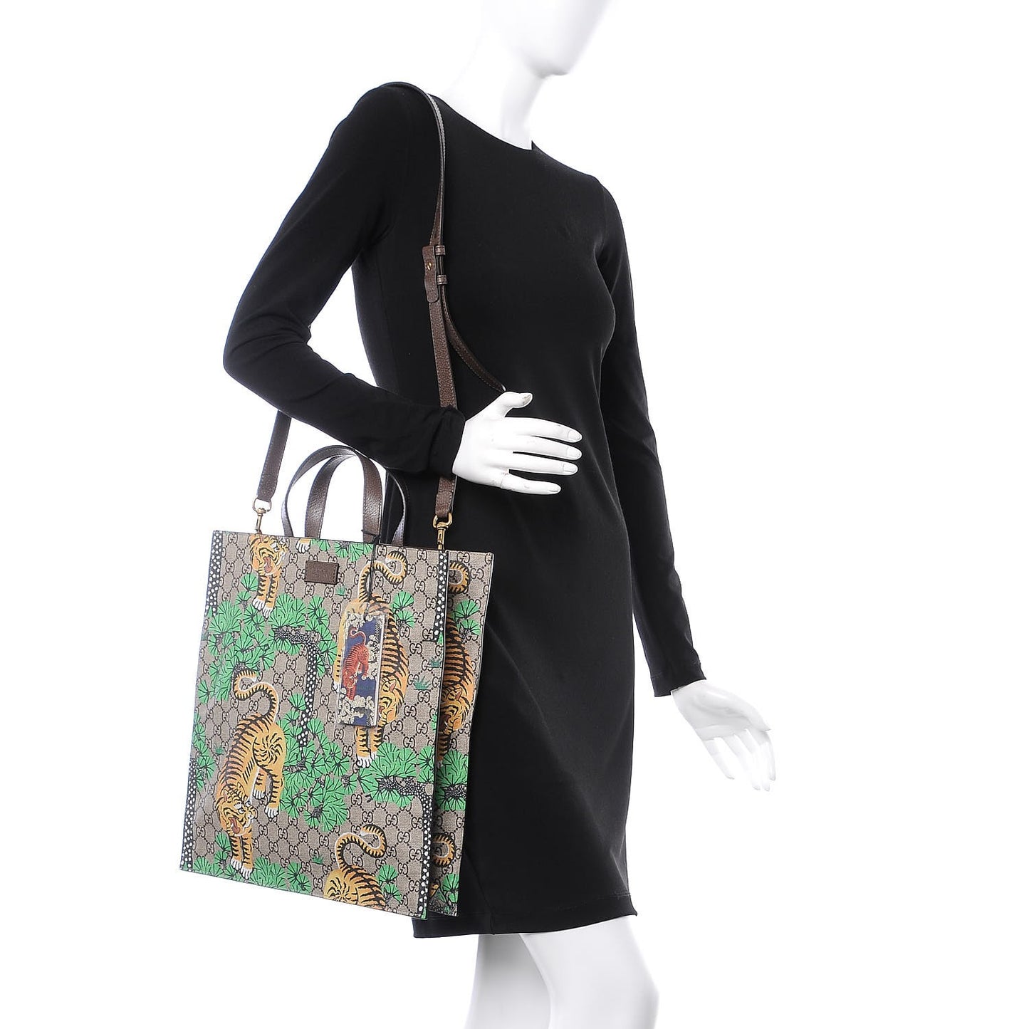 GG Supreme Monogram Bengal Vertical Tote Beige Yard