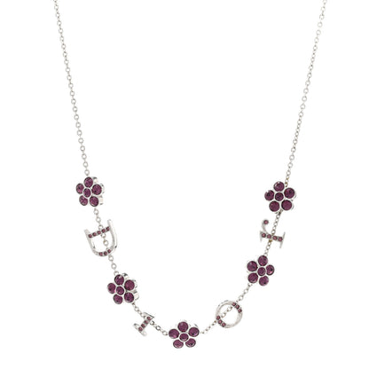 Christian Dior Crystal Flower Choker Necklace Silver Purple 1 of 7