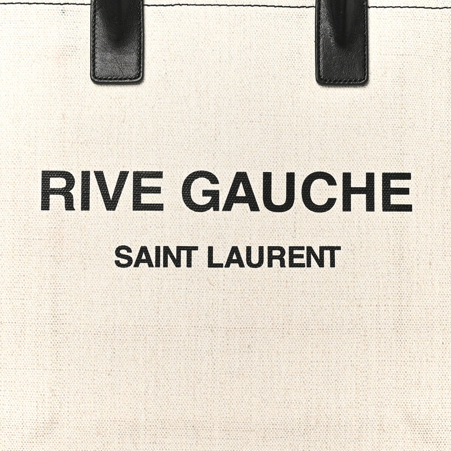 Linen Calfskin Rive Gauche North South Tote White Black