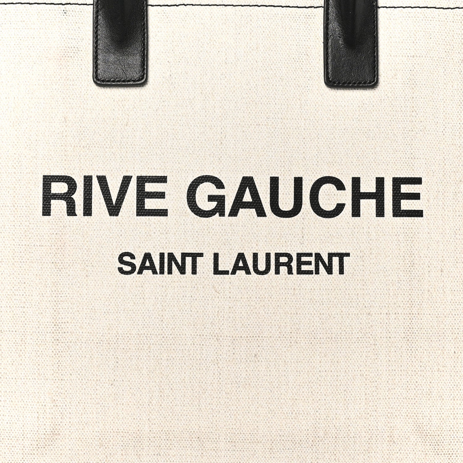 Saint Laurent Linen Calfskin Rive Gauche North South Tote White Black 7 of 9