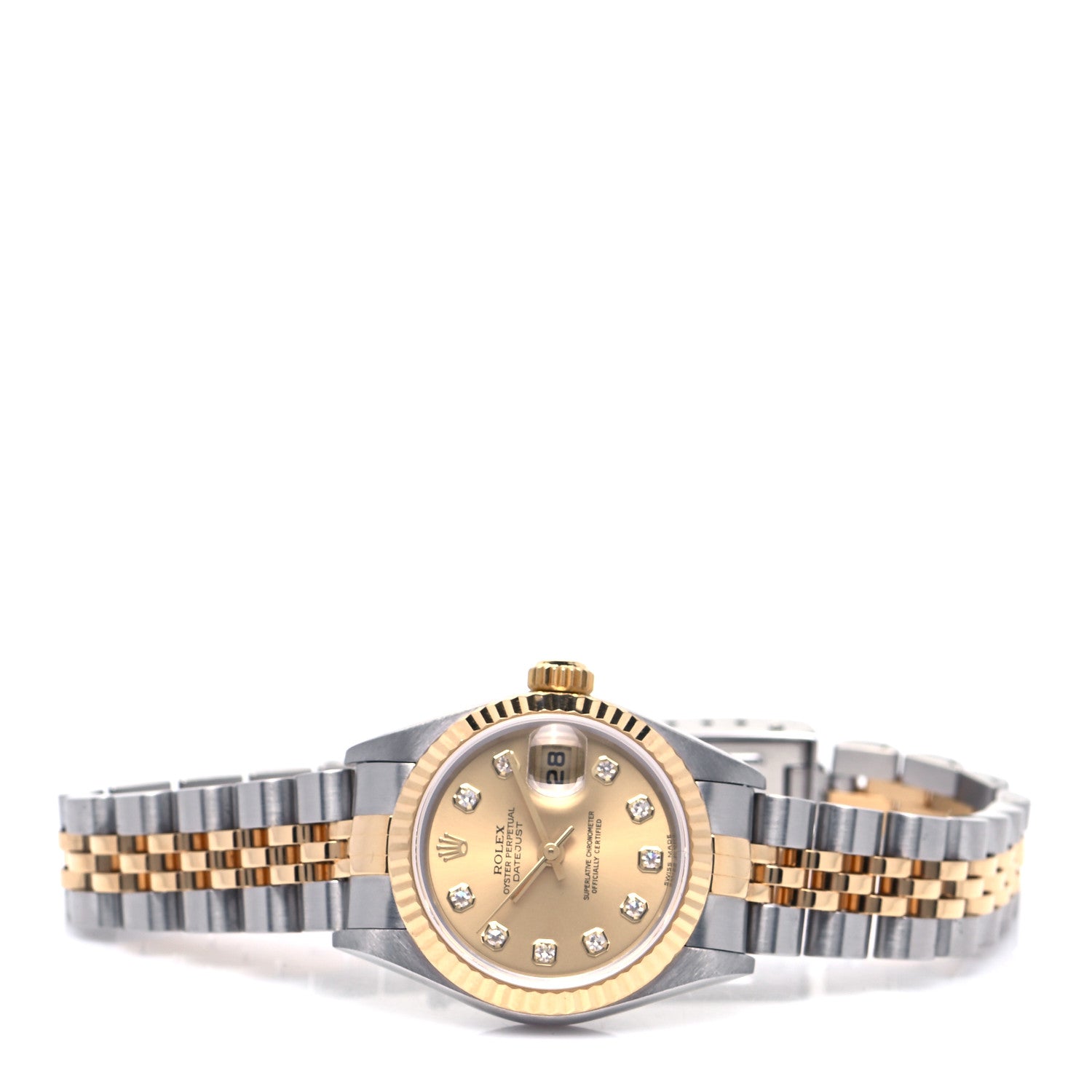 Rolex Stainless Steel 18K Yellow Gold Diamond 26mm Oyster Perpetual Datejust Watch Champagne 79173 2 of 4