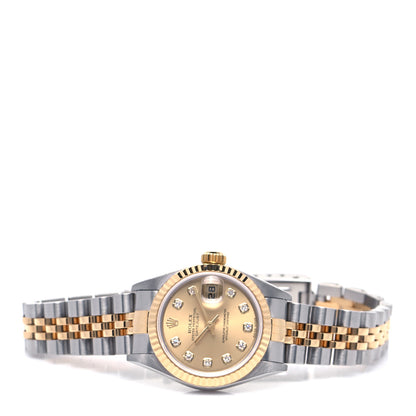 Rolex Stainless Steel 18K Yellow Gold Diamond 26mm Oyster Perpetual Datejust Watch Champagne 79173 2 of 4