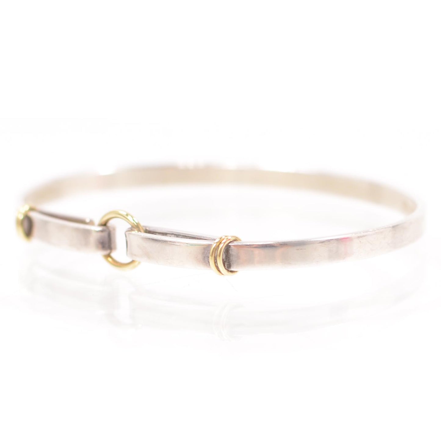 Sterling Silver 18K Yellow Gold Hook Bangle Bracelet