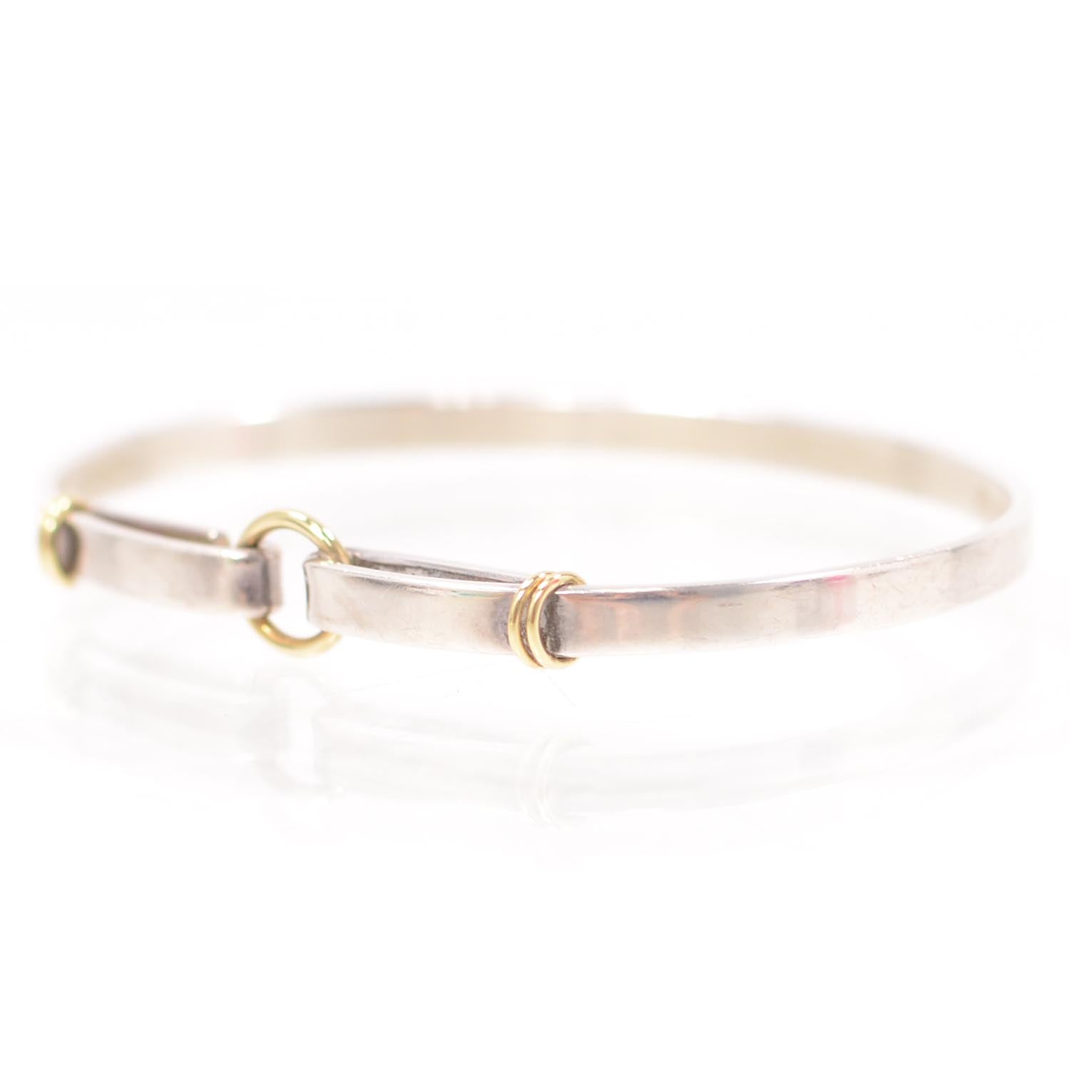 Tiffany Sterling Silver 18K Yellow Gold Hook Bangle Bracelet 3 of 6