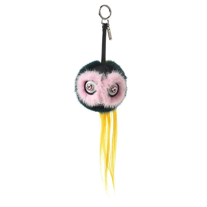 Fendi Mink Goat Fur QuTweet Jungle Bag Bug Charm Green Yellow Pink 1 of 4