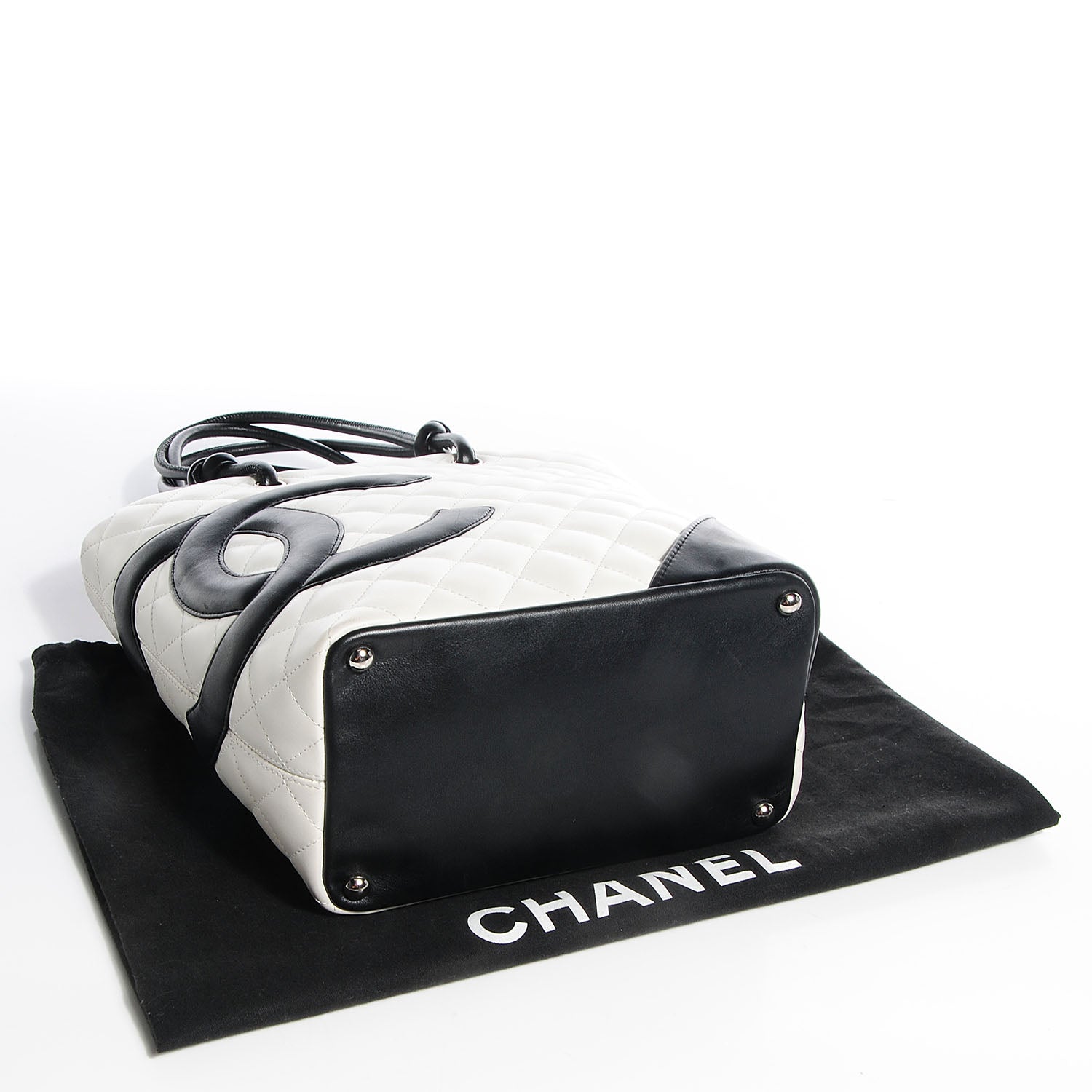 Chanel Calfskin Quilted Medium Cambon Tote White Black 4 of 7