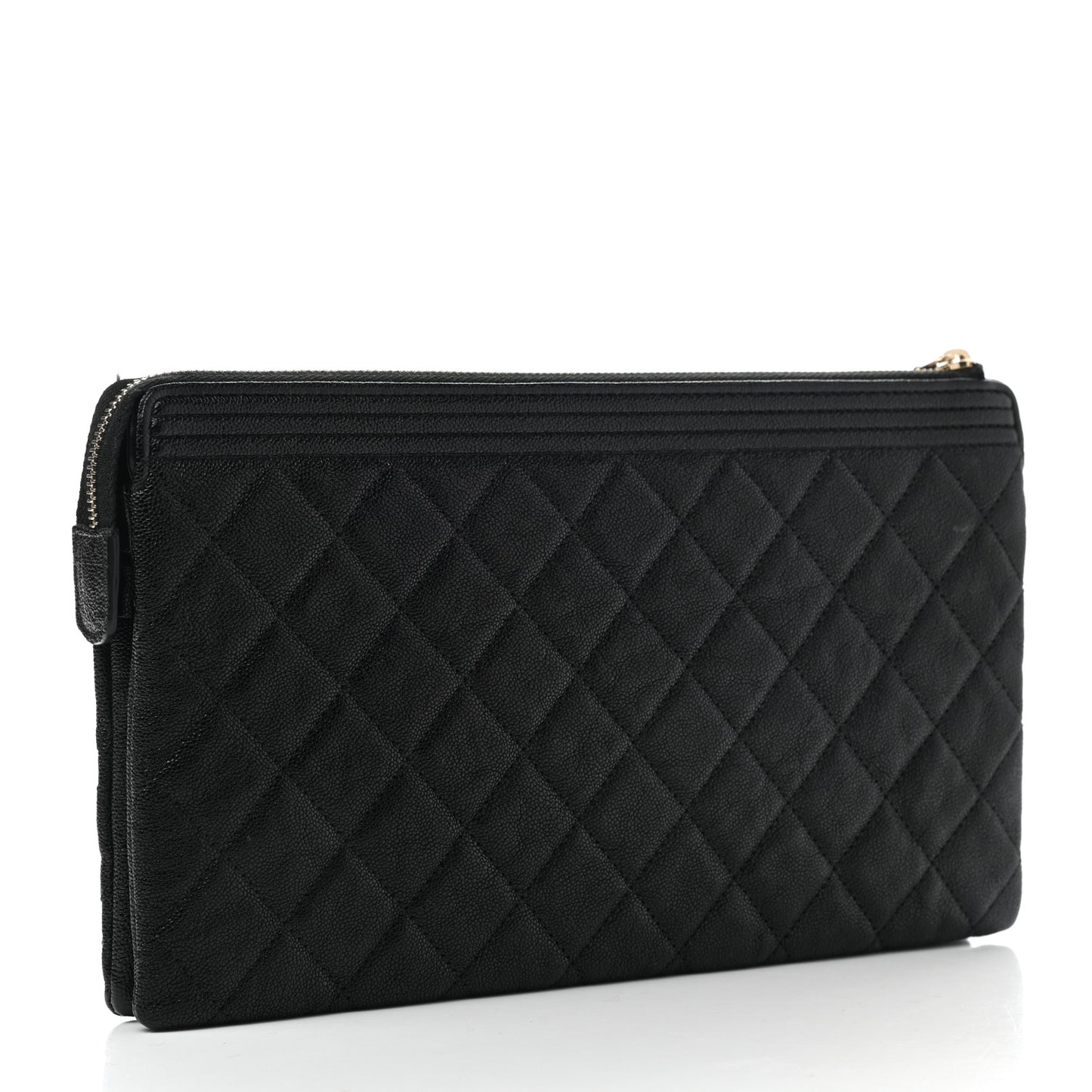 Caviar Quilted Small Zipped Boy Pouch Black