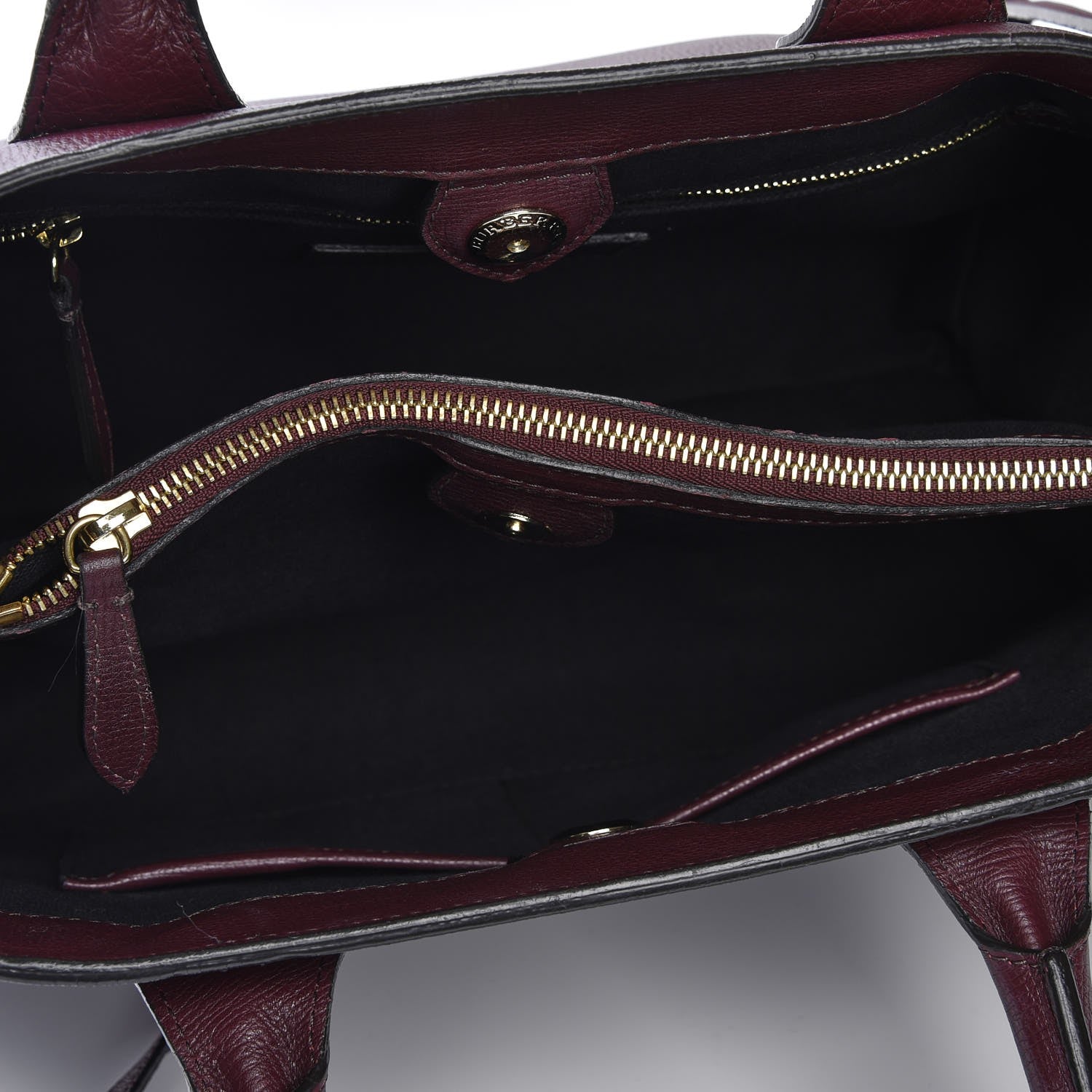 Burberry Grainy Calfskin House Check Medium Banner Tote Mahogany Red 9 of 12