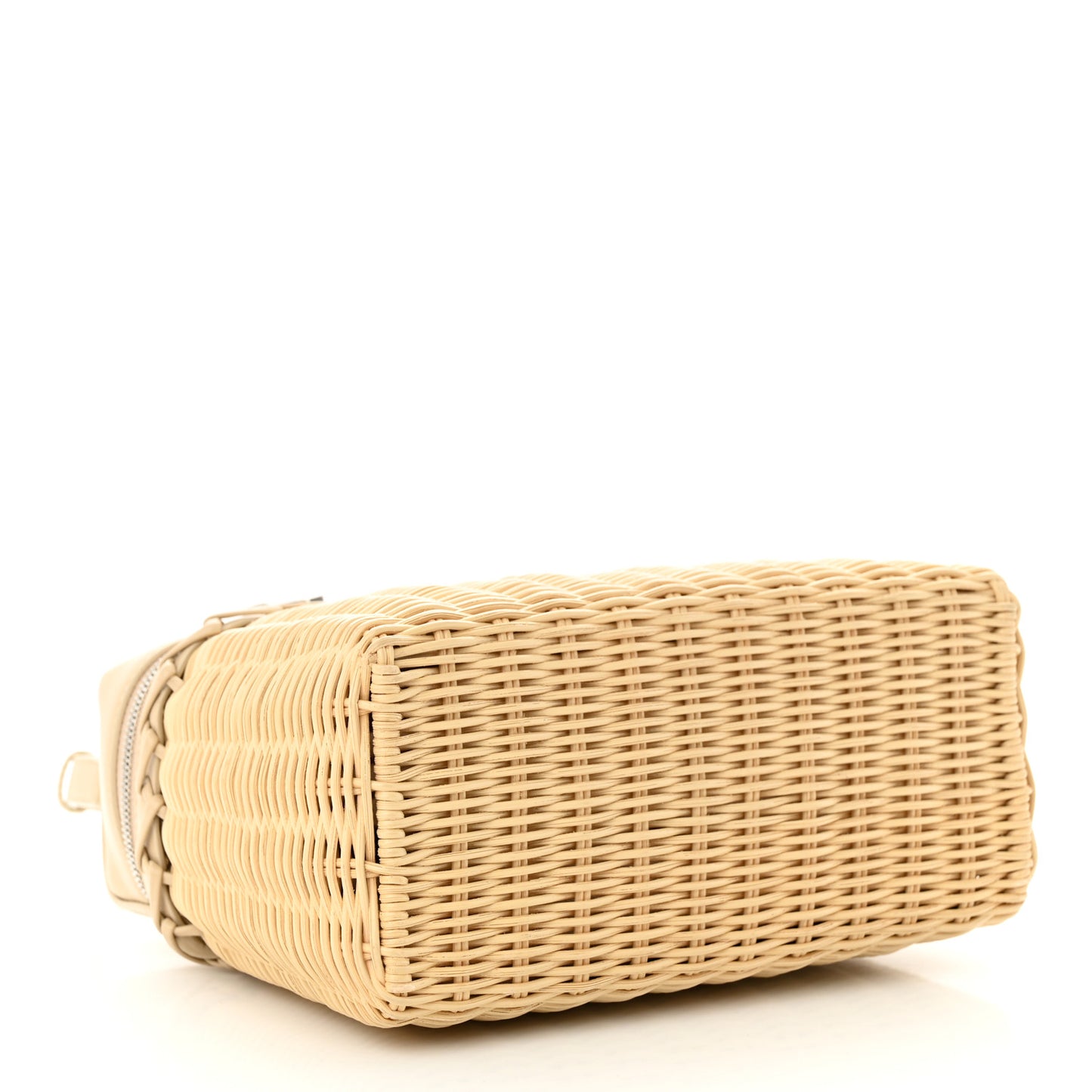 Wicker Calfskin North South L19 Extra Pocket Pouch Ivory
