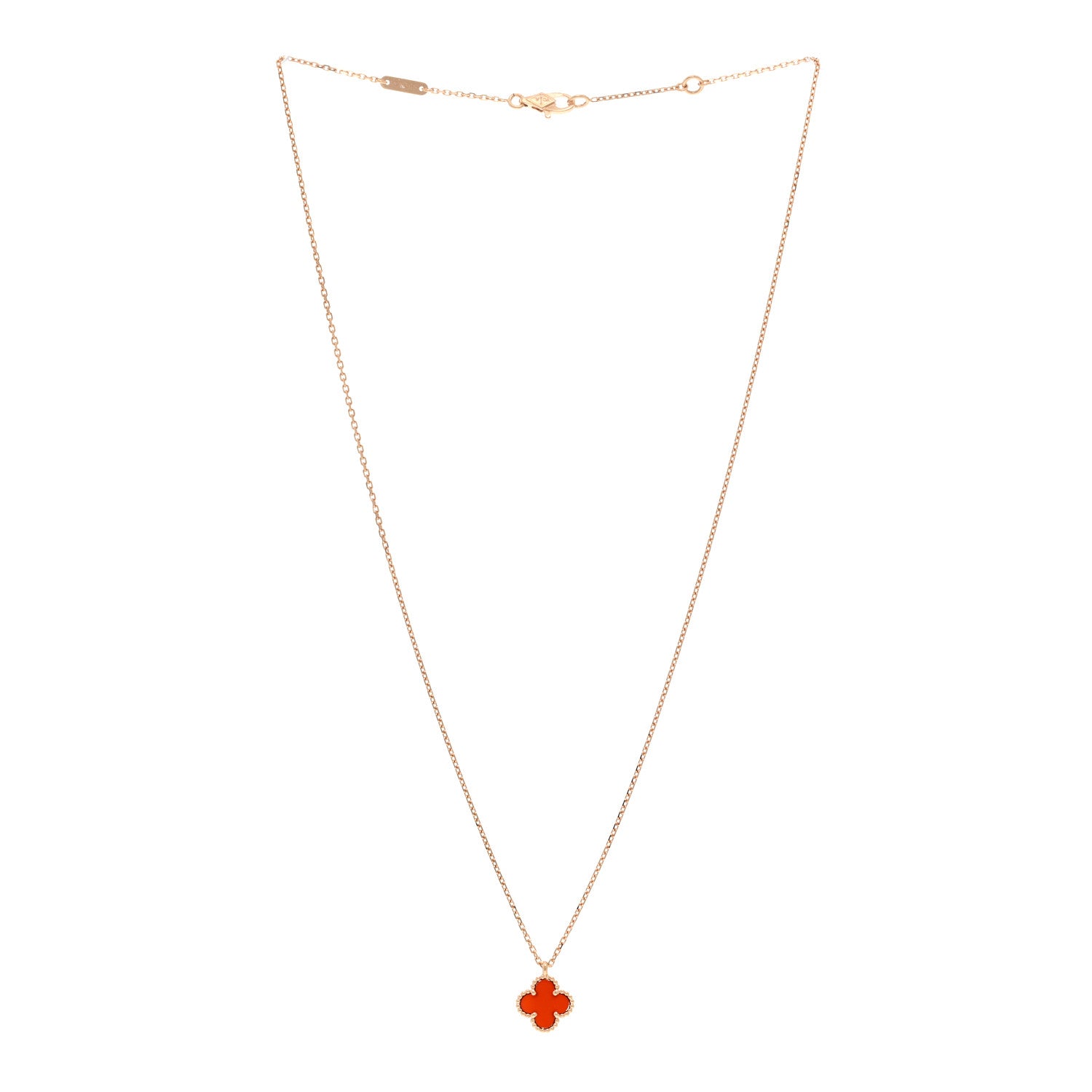 Van Cleef & Arpels VAN CLEEF & ARPELS 18K Rose Gold Carnelian Sweet Alhambra Pendant Necklace 3 of 6