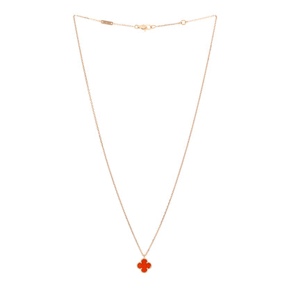 Van Cleef & Arpels VAN CLEEF & ARPELS 18K Rose Gold Carnelian Sweet Alhambra Pendant Necklace 3 of 6