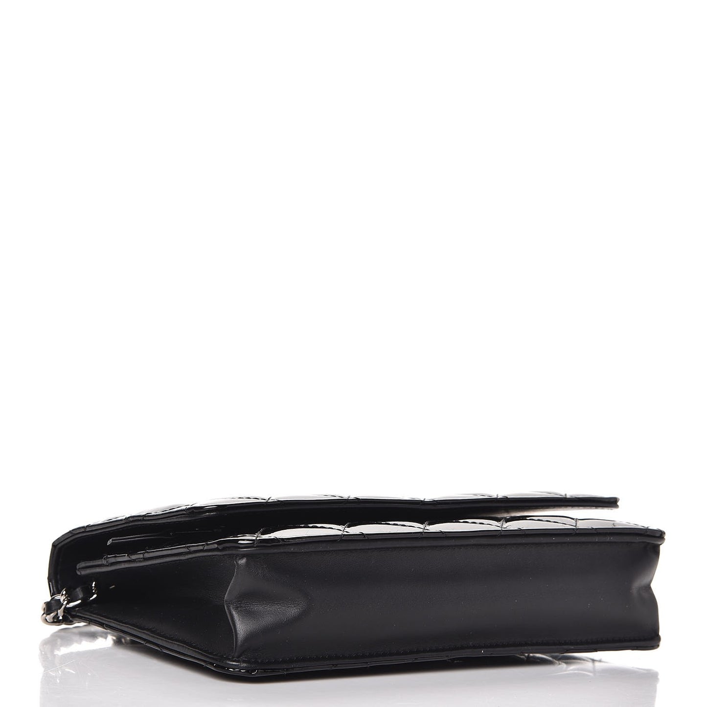 Patent Quilted Wallet On Chain WOC Black