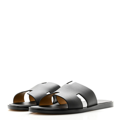 Hermes Calfskin Mens Izmir Sandals 43.5 Black 3 of 9
