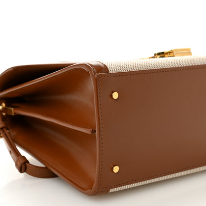 Saint Laurent Canvas Calfskin Medium Classic Monogram Cassandra Top Handle Tan Natural 9 of 10