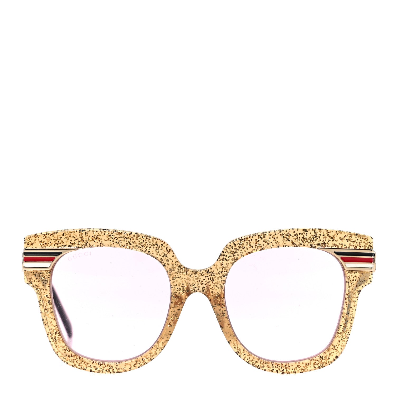 Gucci Acetate Square Frame Web Glitter GG0281SA Sunglasses Gold 2 of 8