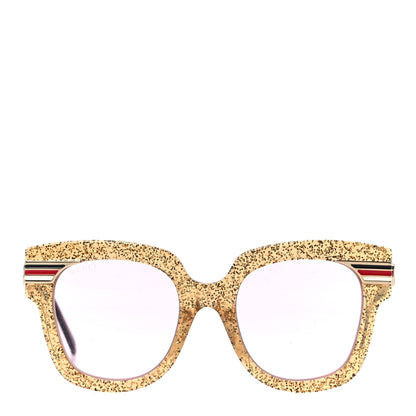 Gucci Acetate Square Frame Web Glitter GG0281SA Sunglasses Gold 2 of 8