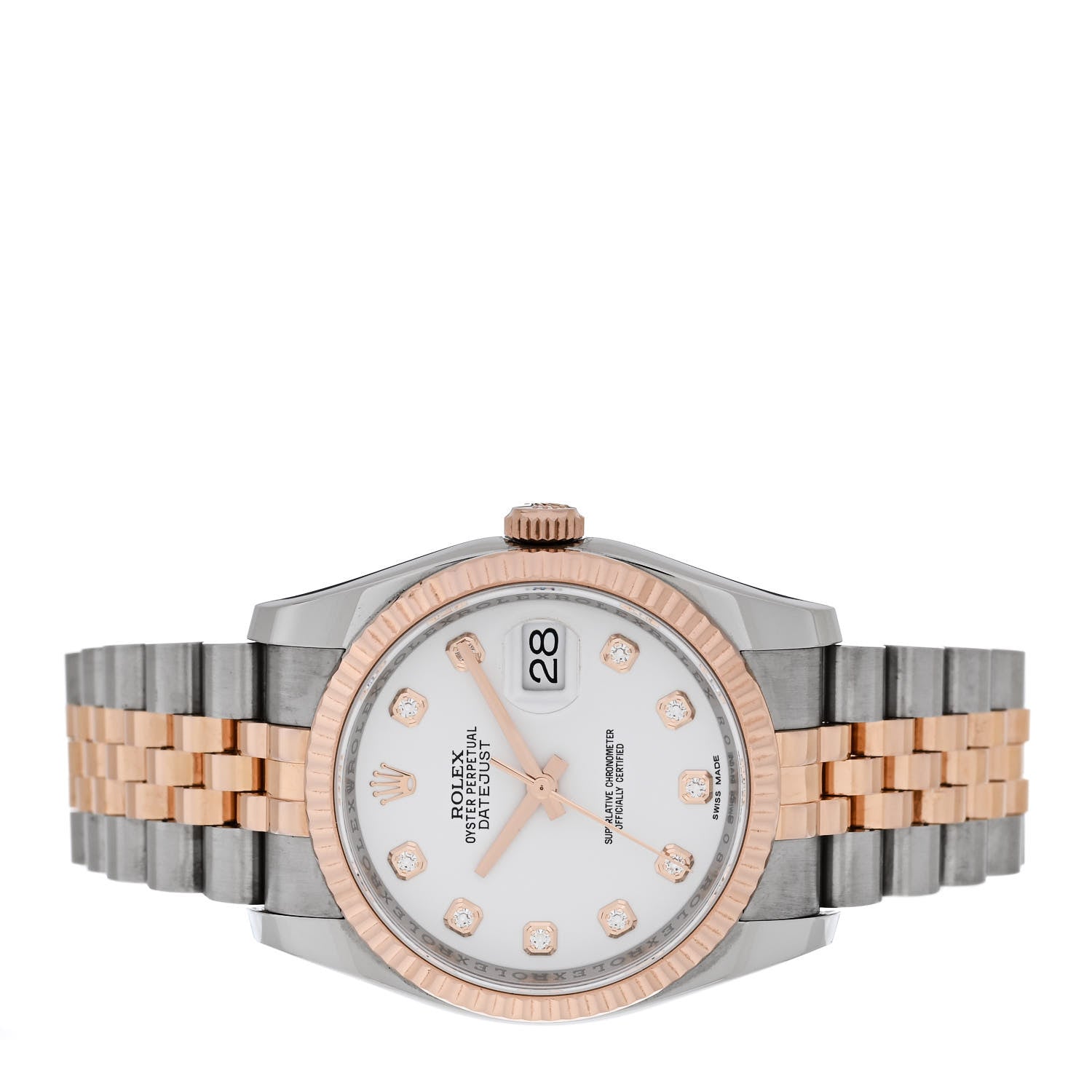 Rolex Stainless Steel 18K Everose Gold Diamond 36mm Oyster Perpetual Datejust Watch White 116231 2 of 5