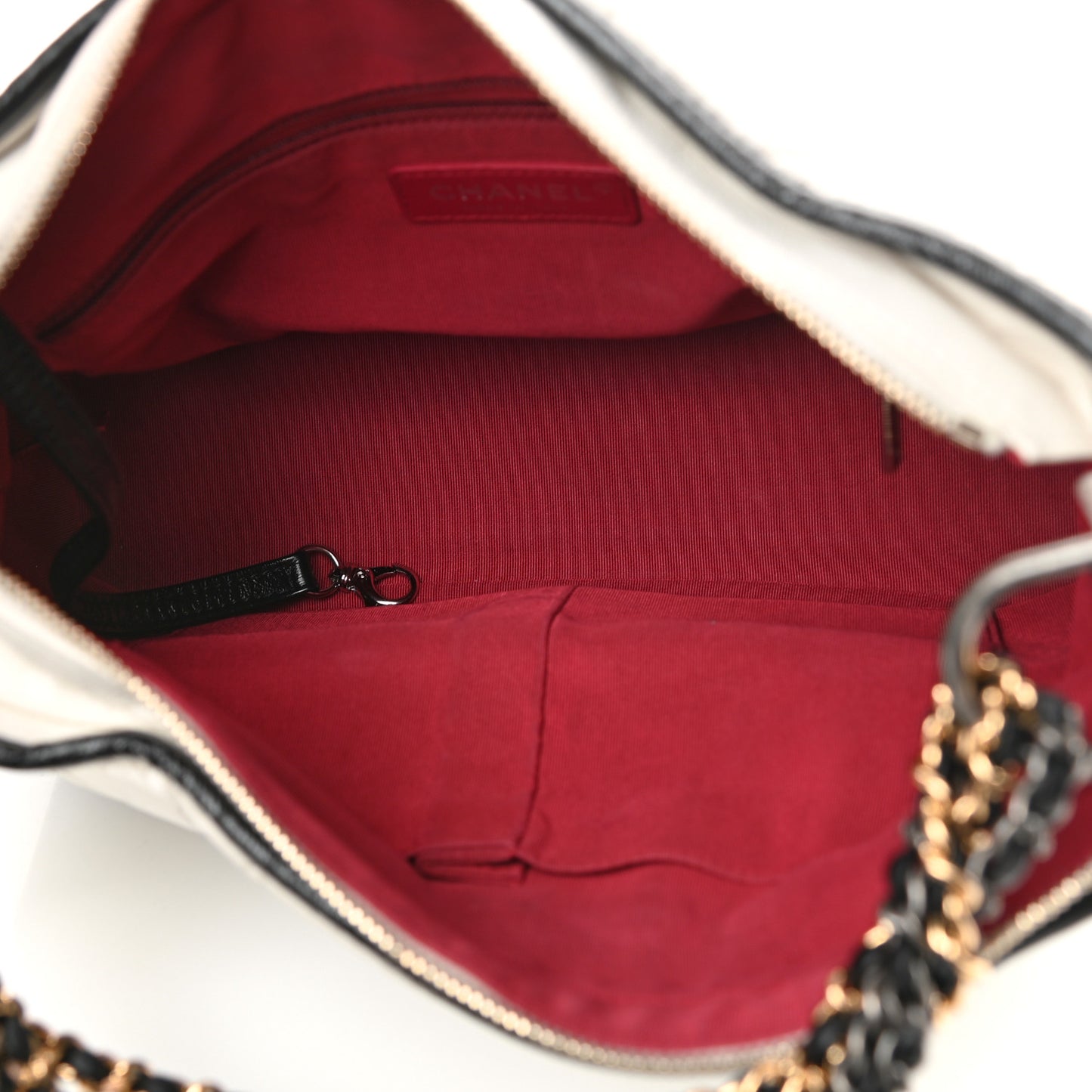 Aged Calfskin Quilted Medium Gabrielle Hobo Black White
