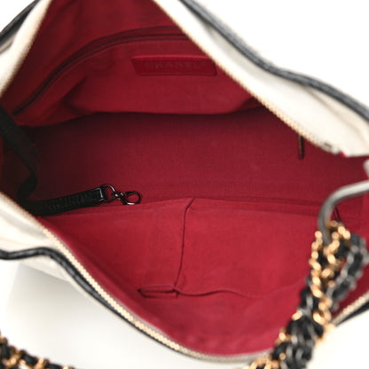 Chanel Aged Calfskin Quilted Medium Gabrielle Hobo Black White 5 of 13