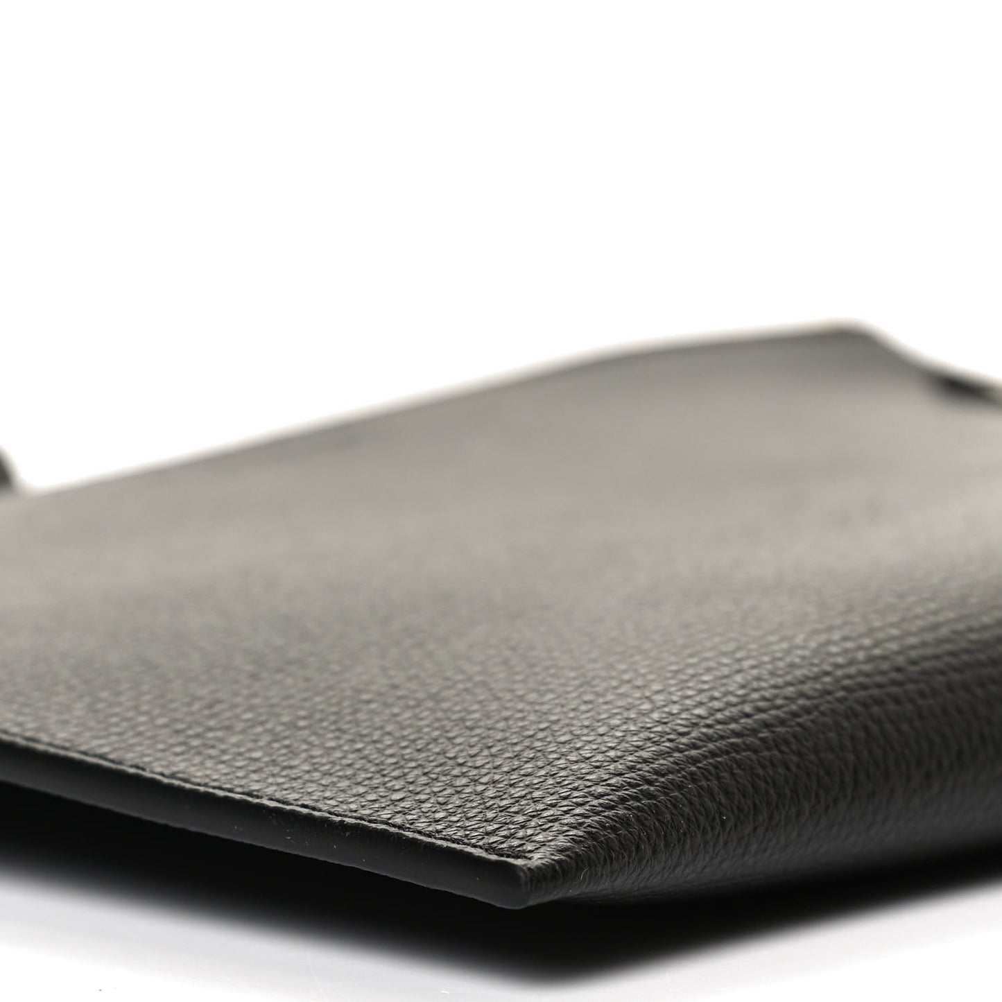 Grainy Calfskin Haymarket Check Zip Pouch Black