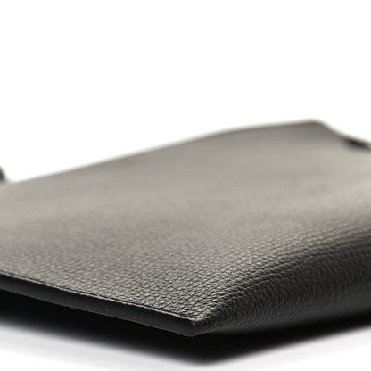 Burberry Grainy Calfskin Haymarket Check Zip Pouch Black 6 of 11