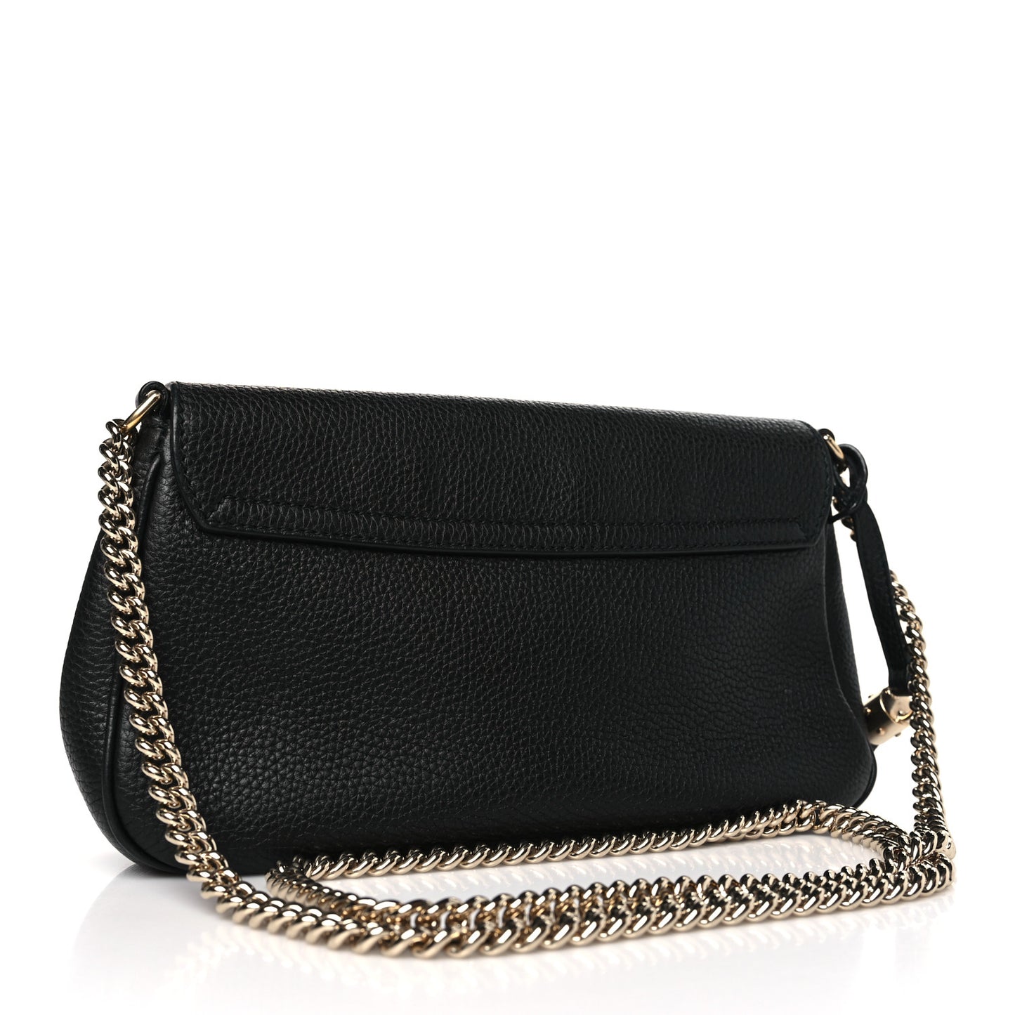 Pebbled Calfskin Medium Soho Flap Crossbody Black