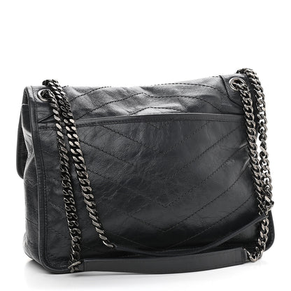 Saint Laurent Crinkled Calfskin Matelasse Monogram Medium Niki Chain Satchel Dark Smog 2 of 10
