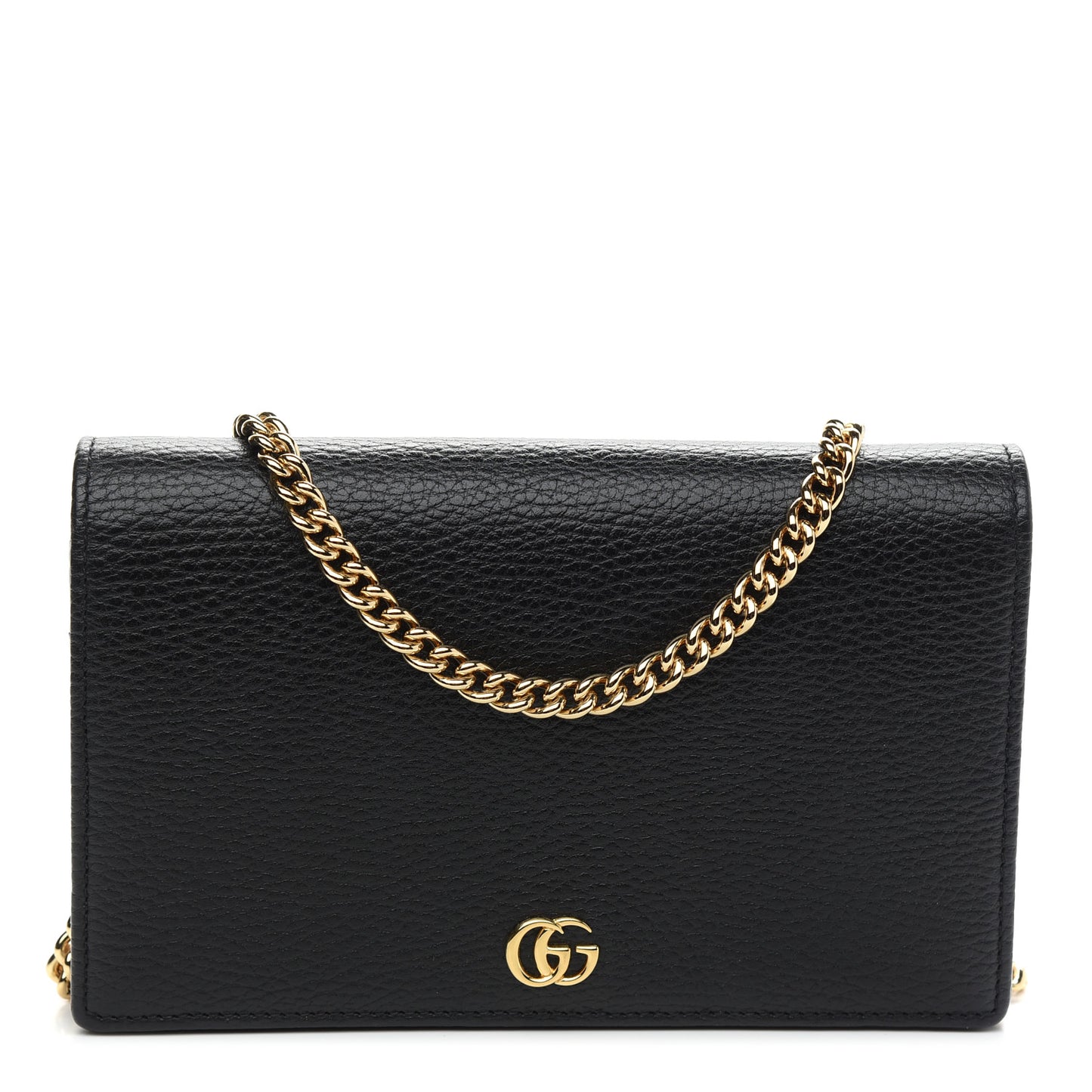 Calfskin Mini GG Marmont Chain Wallet Black