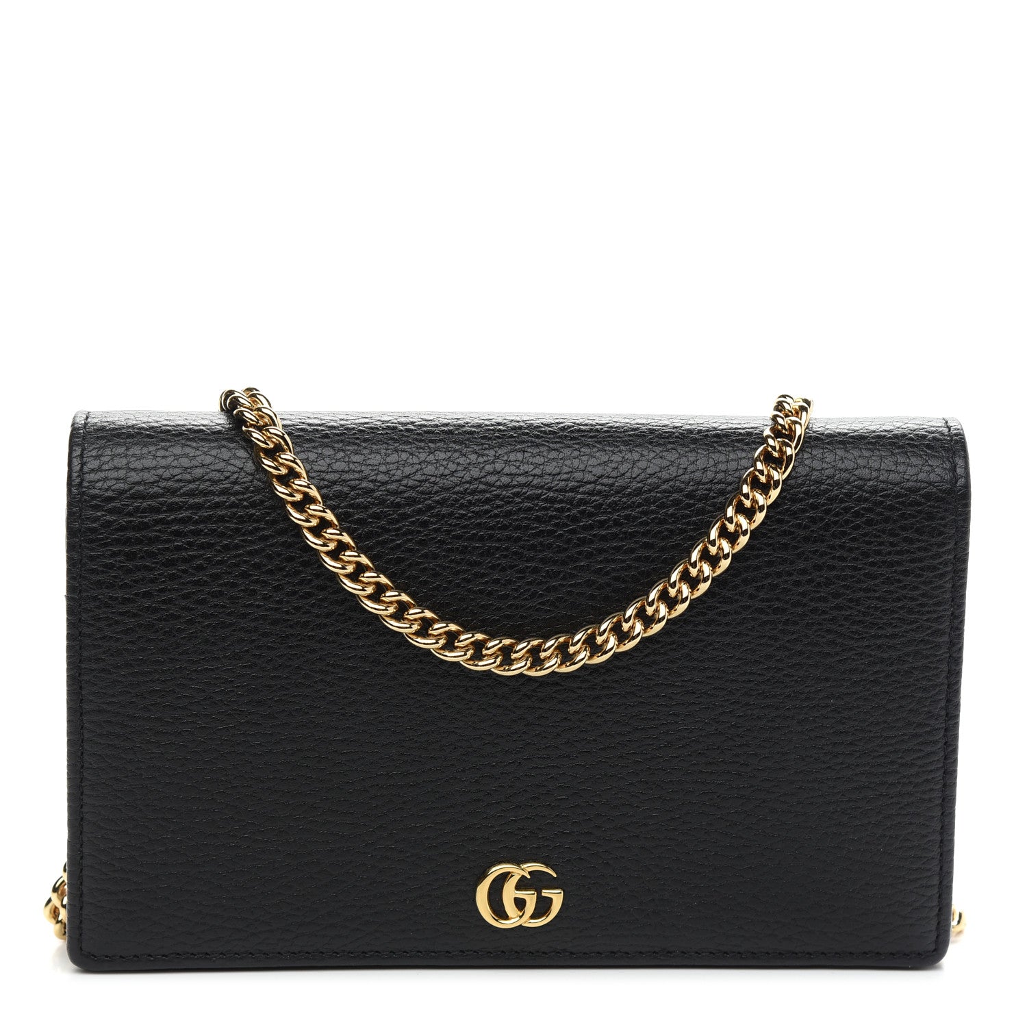 Gucci Calfskin Mini GG Marmont Chain Wallet Black 1 of 7