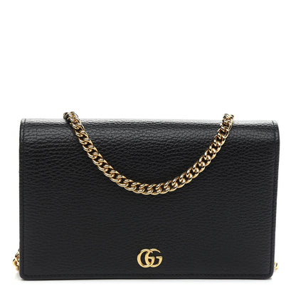 Gucci Calfskin Mini GG Marmont Chain Wallet Black 1 of 7
